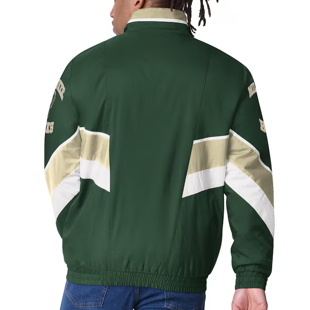 Milwaukee Bucks Captain Hunter Green Varsity Satin Jacket - Image 2