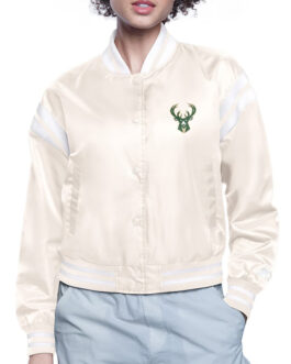 Milwaukee Bucks Printed Logo Varsity Satin Jacket