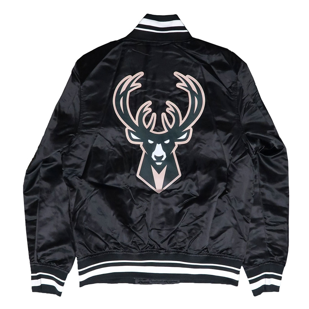 Milwaukee Bucks Script Tail Black Satin Jacket - Image 6