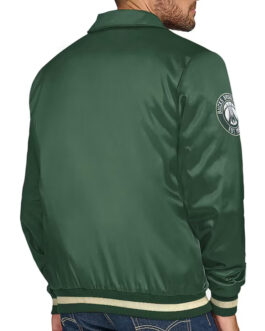 Milwaukee Bucks Stitch Applique Hunter Green Satin Jacket