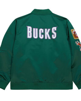 Milwaukee Bucks Vintage Logo Green Lightweight Satin Jacket