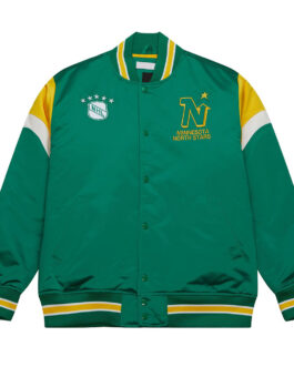 Minnesota North Stars Heavyweight Green Satin Jacket