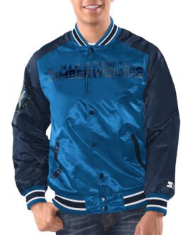 Blue/Navy Minnesota Timberwolves Renegade Varsity Satin Jacket