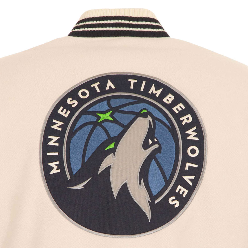 Minnesota Timberwolves Cream and Black Varsity Jacket - Image 6