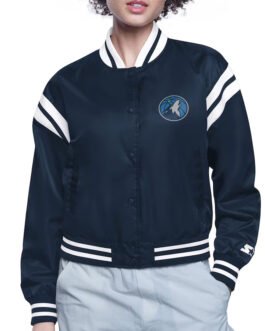 Minnesota Timberwolves Printed Logo Varsity Satin Jacket