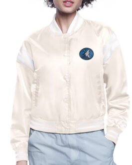 Minnesota Timberwolves Printed Logo Varsity Satin Jacket