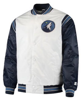 Renegade Minnesota Timberwolves White and Navy Jacket