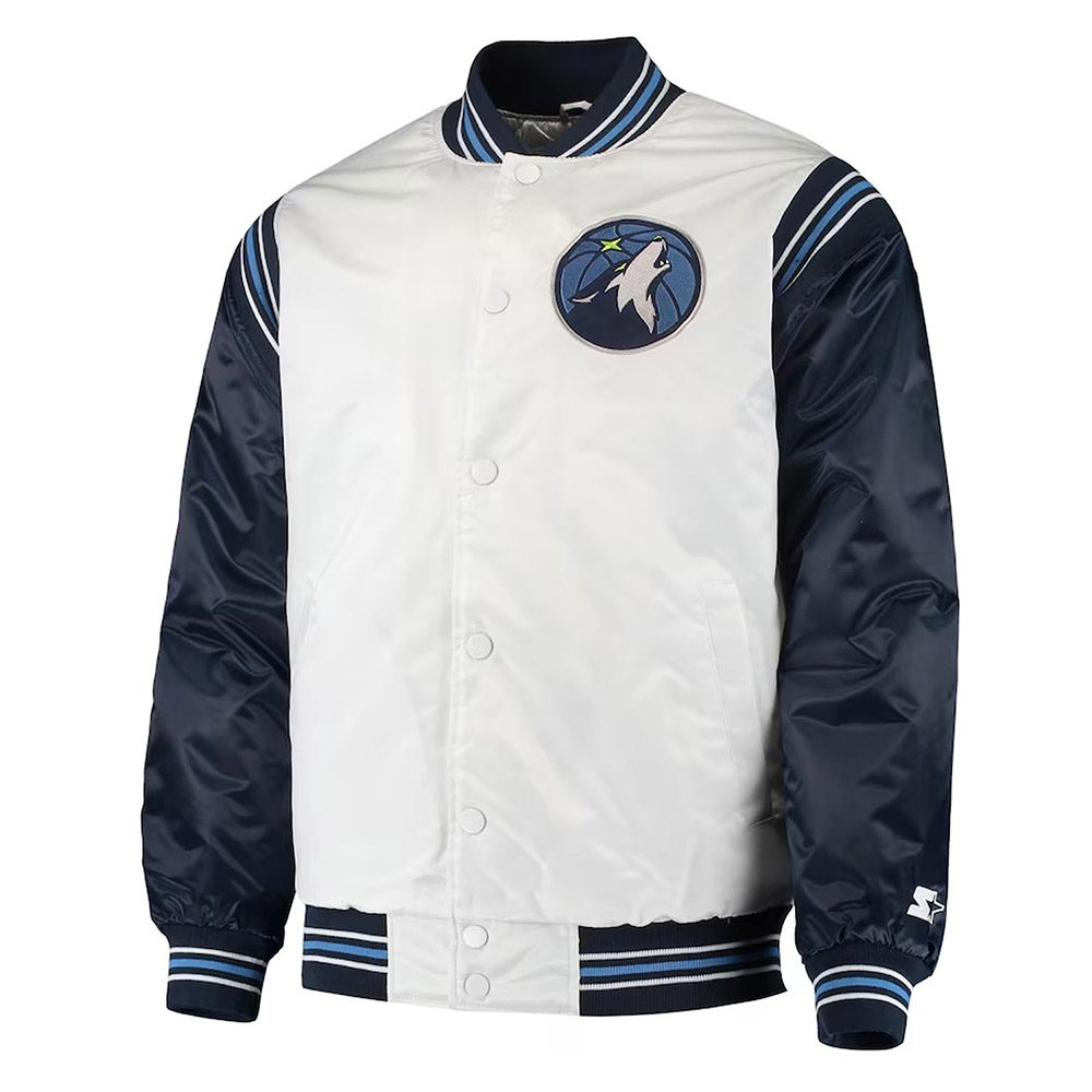 Renegade Minnesota Timberwolves White and Navy Jacket