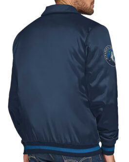Minnesota Timberwolves Stitch Applique Navy Satin Jacket