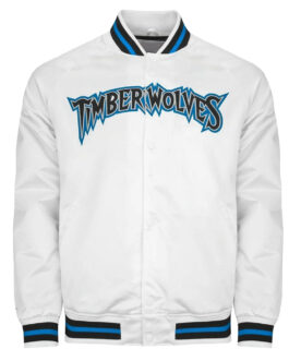 Minnesota Timberwolves White Bomber Jacket
