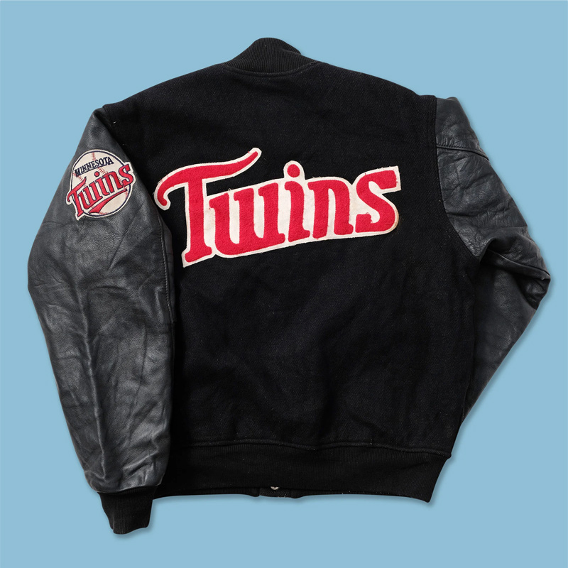Minnesota Twins Vintage Black Varsity Jacket - Image 2