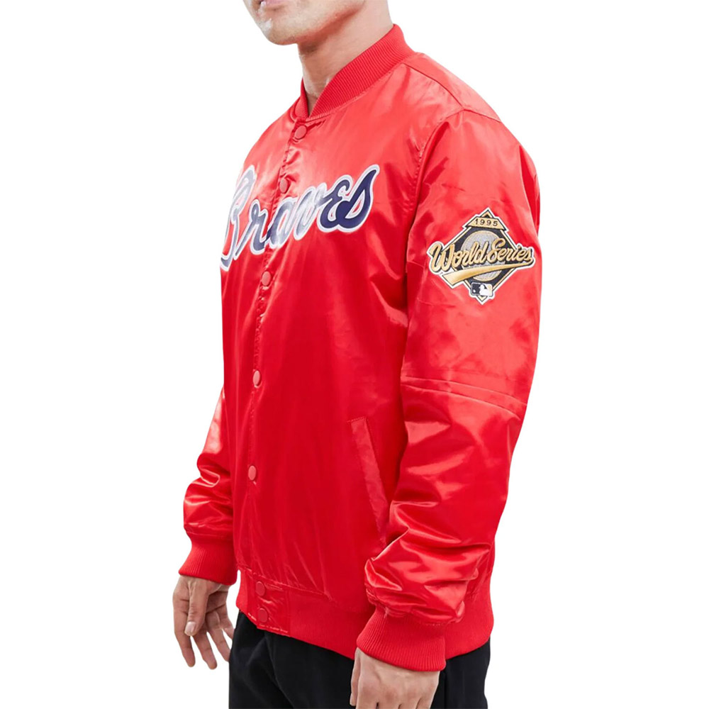 MLB Atlanta Braves Big Logo Red Satin Jacket - Image 4