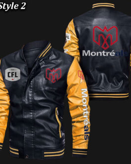 Montreal Alouettes Bomber Varsity Leather Jacket