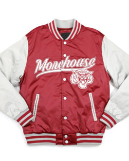 Morehouse Maroon and Light Gray Baseball Jacket