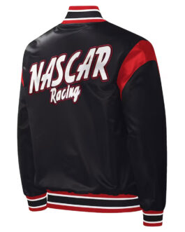NASCAR Force Play Black Varsity Satin Jacket