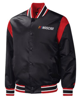 NASCAR Force Play Black Varsity Satin Jacket