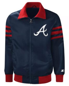 Navy The Captain II Atlanta Braves Full-Zip Satin Jacket