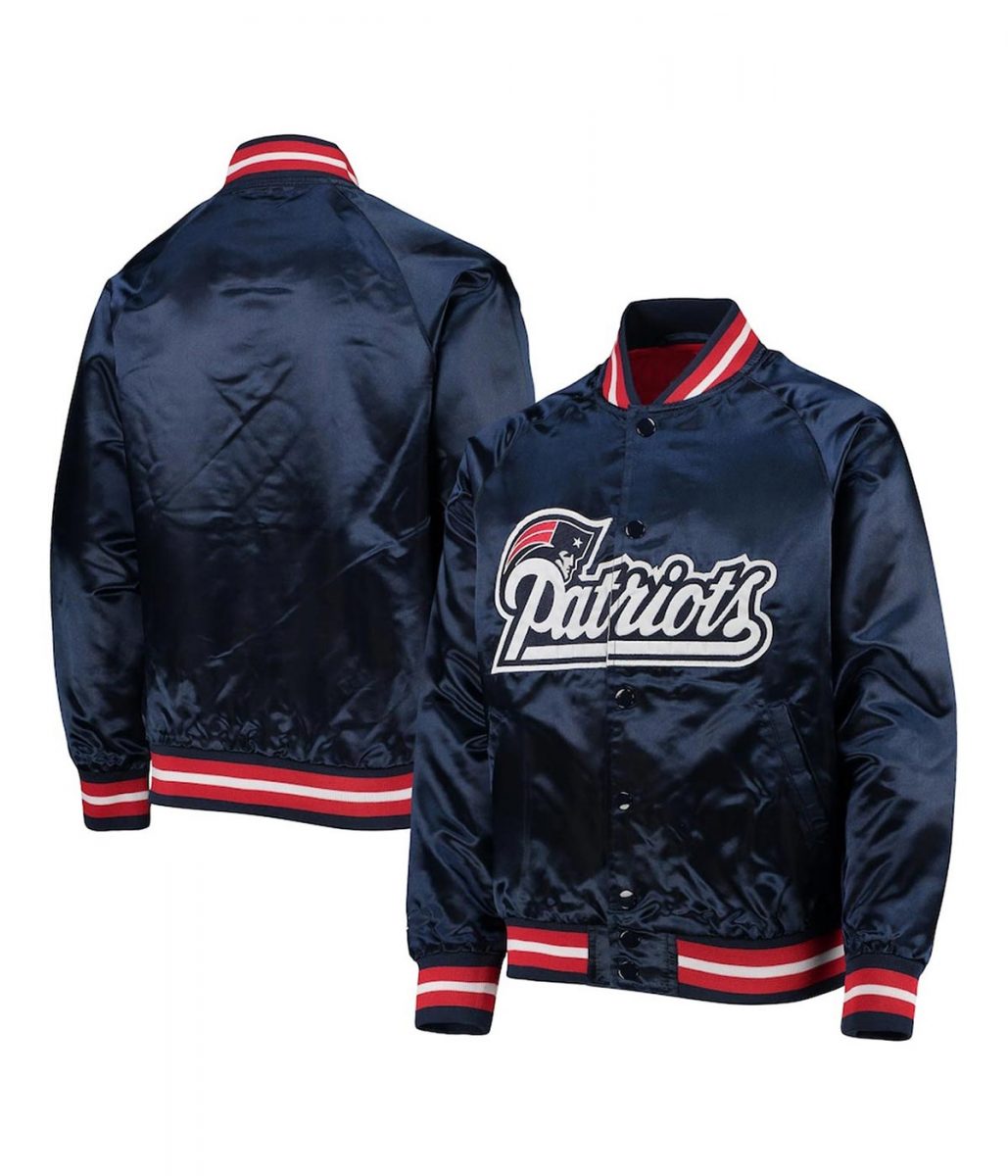 New England Patriots Raglan Full-Snap Satin Jacket - Image 3