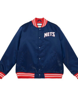 New Jersey Nets Heavyweight Navy Satin Jacket