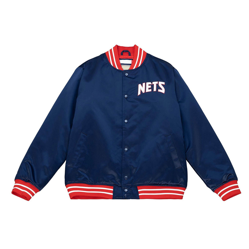 New Jersey Nets Heavyweight Navy Satin Jacket
