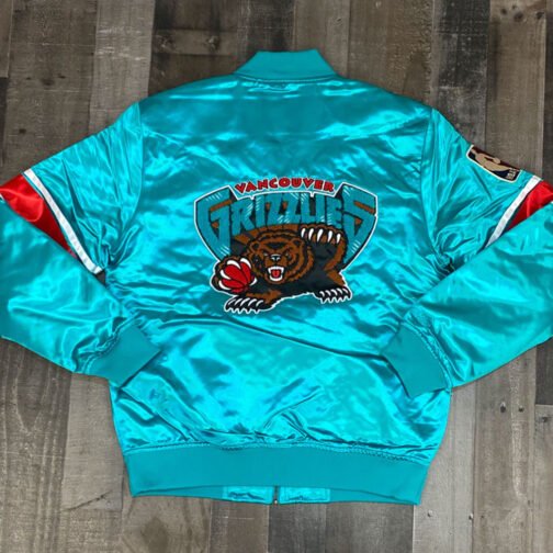 Vancouver Grizzlies NBA Aqua Green Satin Jacket - Image 4
