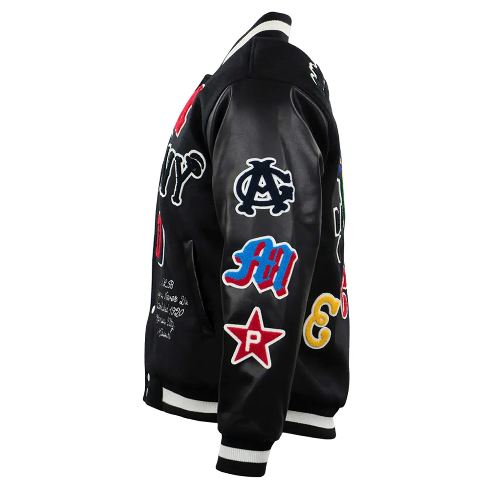Negro League Baseball Allover Black Varsity Jacket - Image 3