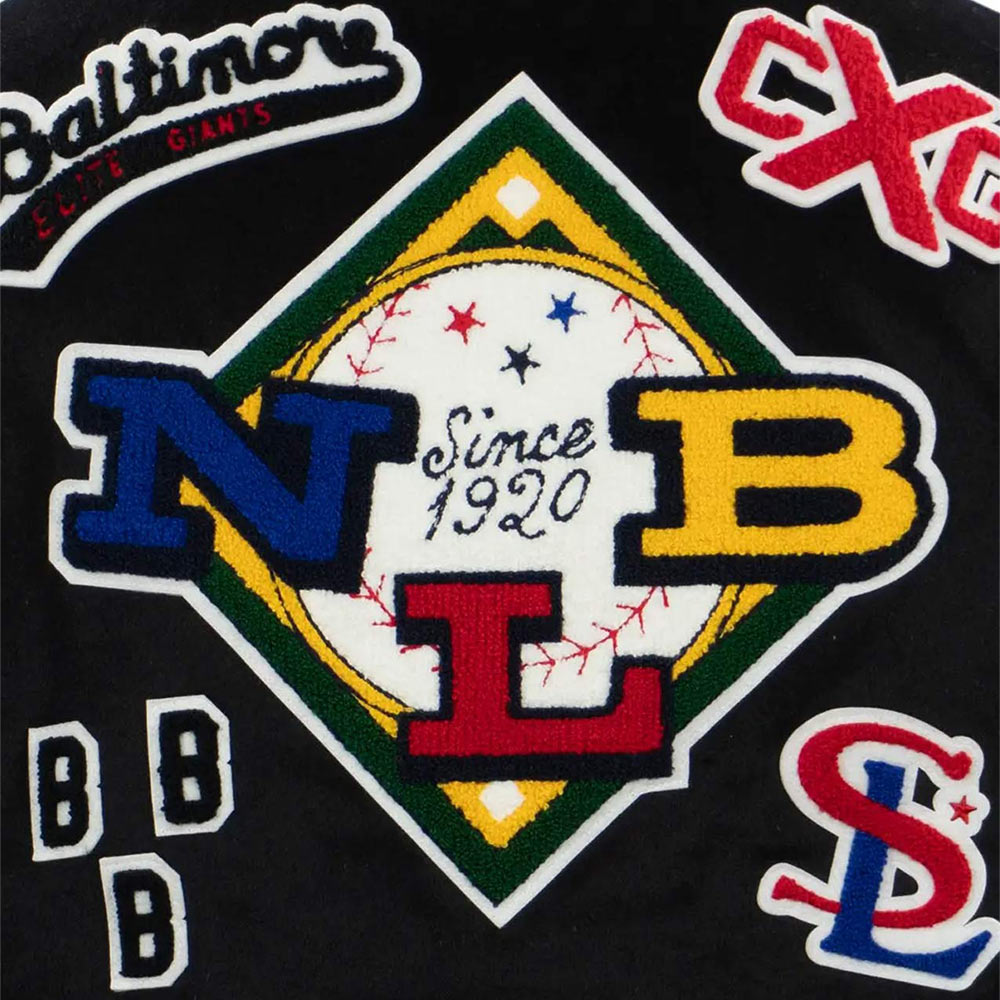 Negro League Baseball Allover Black Varsity Jacket - Image 6