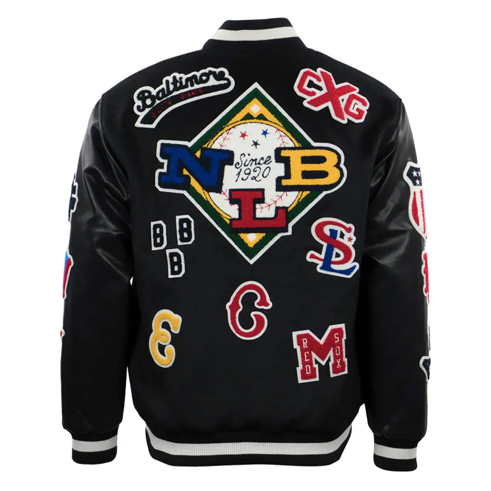 Negro League Baseball Allover Black Varsity Jacket - Image 2