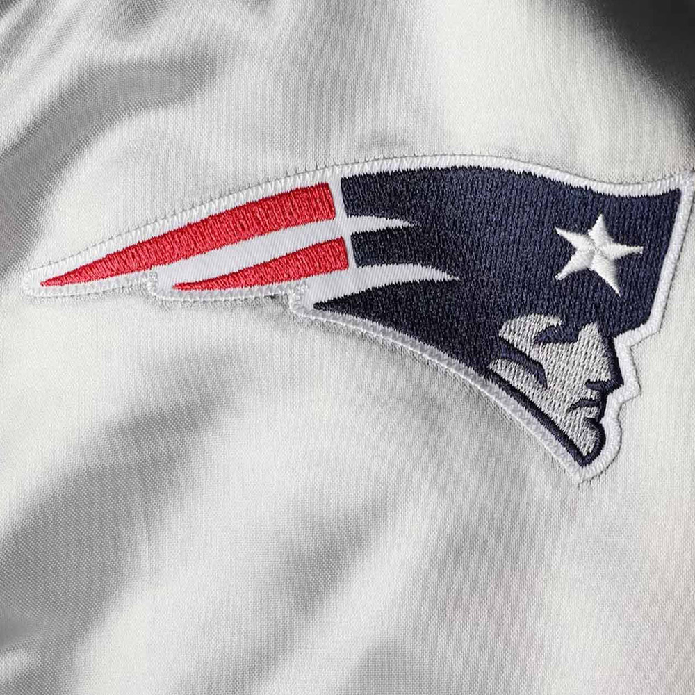 New England Patriots Game Silver Satin Jacket - Image 4