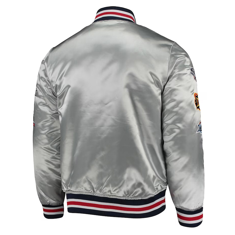 New England Patriots Game Silver Satin Jacket - Image 2