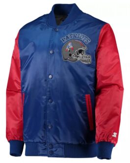 New England Patriots Locker Room Throwback Red and Blue Jacket