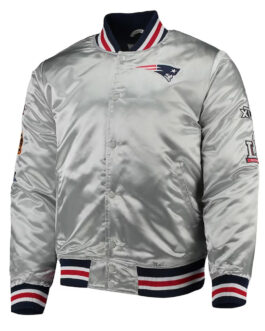 New England Patriots Game Silver Satin Jacket