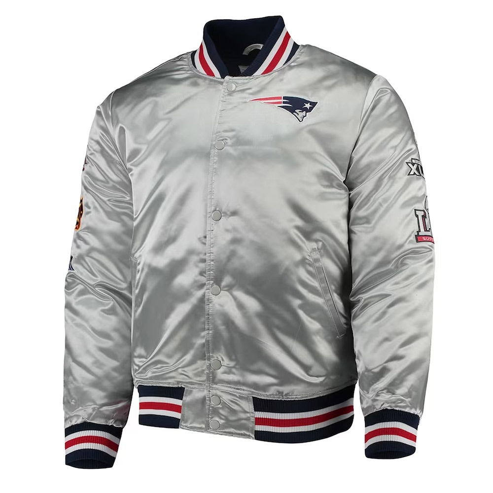 New England Patriots Game Silver Satin Jacket