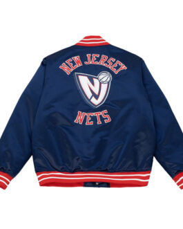 New Jersey Nets Heavyweight Navy Satin Jacket