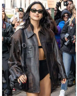 Camila Mendes New York Fashion Week Leather Jacket