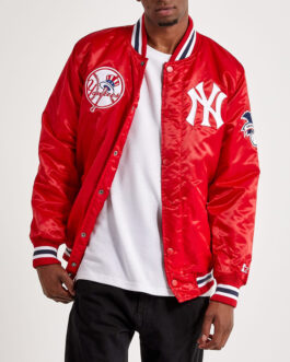 NY Yankees Red Varsity Satin Jacket