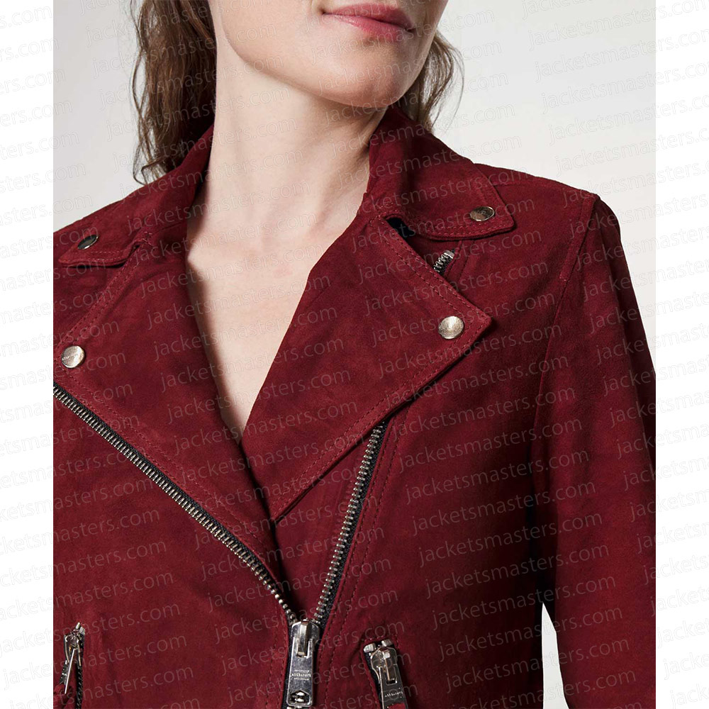 Maggie Nichole Sakura Red Suede Jacket - Image 6