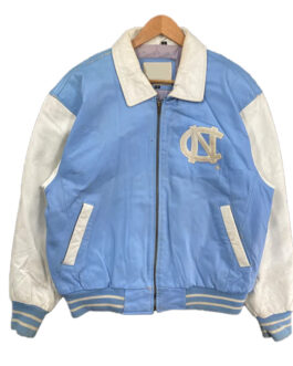North Carolina Light Blue and White Varsity Leather Jacket