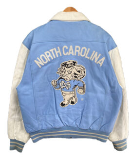 North Carolina Light Blue and White Varsity Leather Jacket