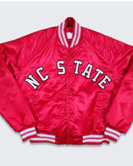 80’s North Carolina State Red Satin Bomber Jacket