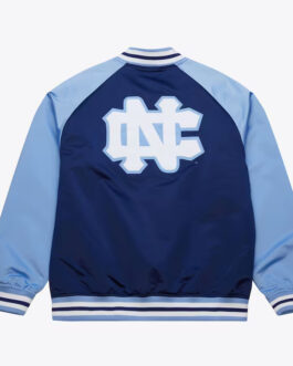 North Carolina Tar Heels Vintage Logo Double Clutch Blue Satin Jacket
