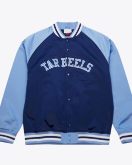 North Carolina Tar Heels Vintage Logo Double Clutch Blue Satin Jacket