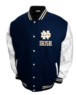 Notre Dame Fighting Irish Graduate Navy and White Varsity Jacket