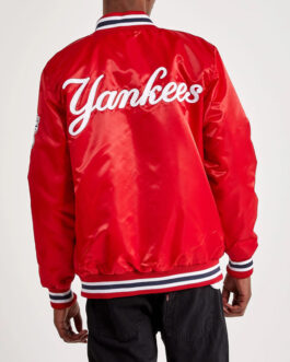 NY Yankees Red Varsity Satin Jacket
