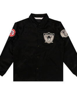Oakland Raiders Black Satin Windbreaker