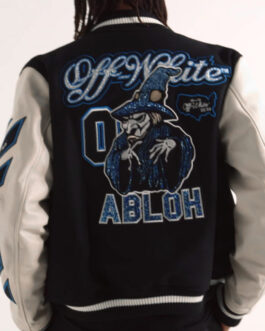 Off-White Appliquéd Felt and Varsity Jacket