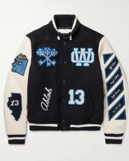 Off-White Appliquéd Felt and Varsity Jacket