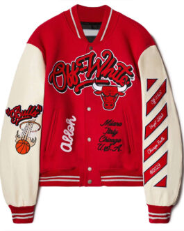Chicago Bulls Off-White Varsity Jacket