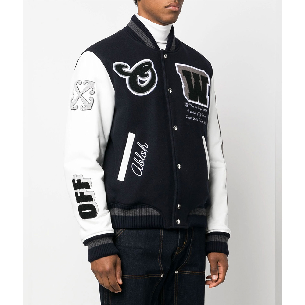 Off-White Cryst Moon Phase Black Varsity Jacket - Image 4