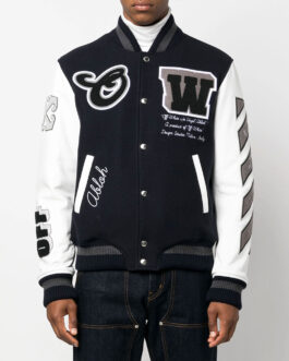 Off-White Cryst Moon Phase Black Varsity Jacket